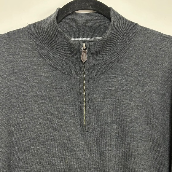 The Men's Store Bloomingdale's Other - Bloomingdales‎ 1/4 Zip Merino Wool Sweater XL Charcoal Gray Pullover Mock Neck